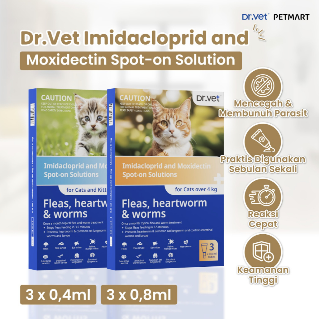 Dr.Vet Imidacloprid and Moxidectin Spot-on Solutions for Cats