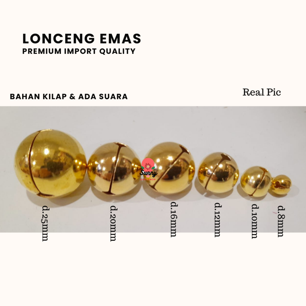 Lonceng Emas 8mm/10mm/12mm/16mm/20mm/25mm / Lonceng Emas 10mm / Lonceng Emas 12mm / Lonceng Emas 16m