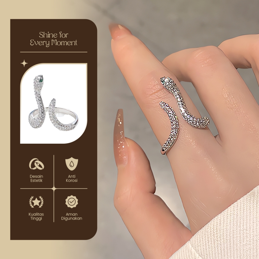 Ular Perak Cincin Indah Cincin Kepribadian Zirkon Pasangan Cincin