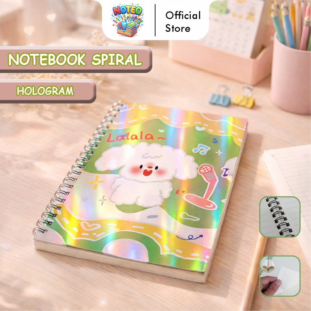 Notebook Spiral Hologram Shimmering Series Size Besar - Buku Catatan Lucu Aesthetic PA-0202