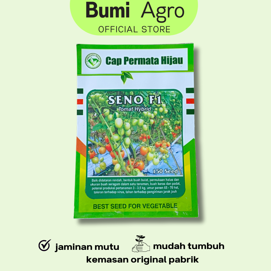 Benih Tomat Hibrida 150 Biji SENO F1 Produksi tinggi Ori Cap PERMATA HIJAU