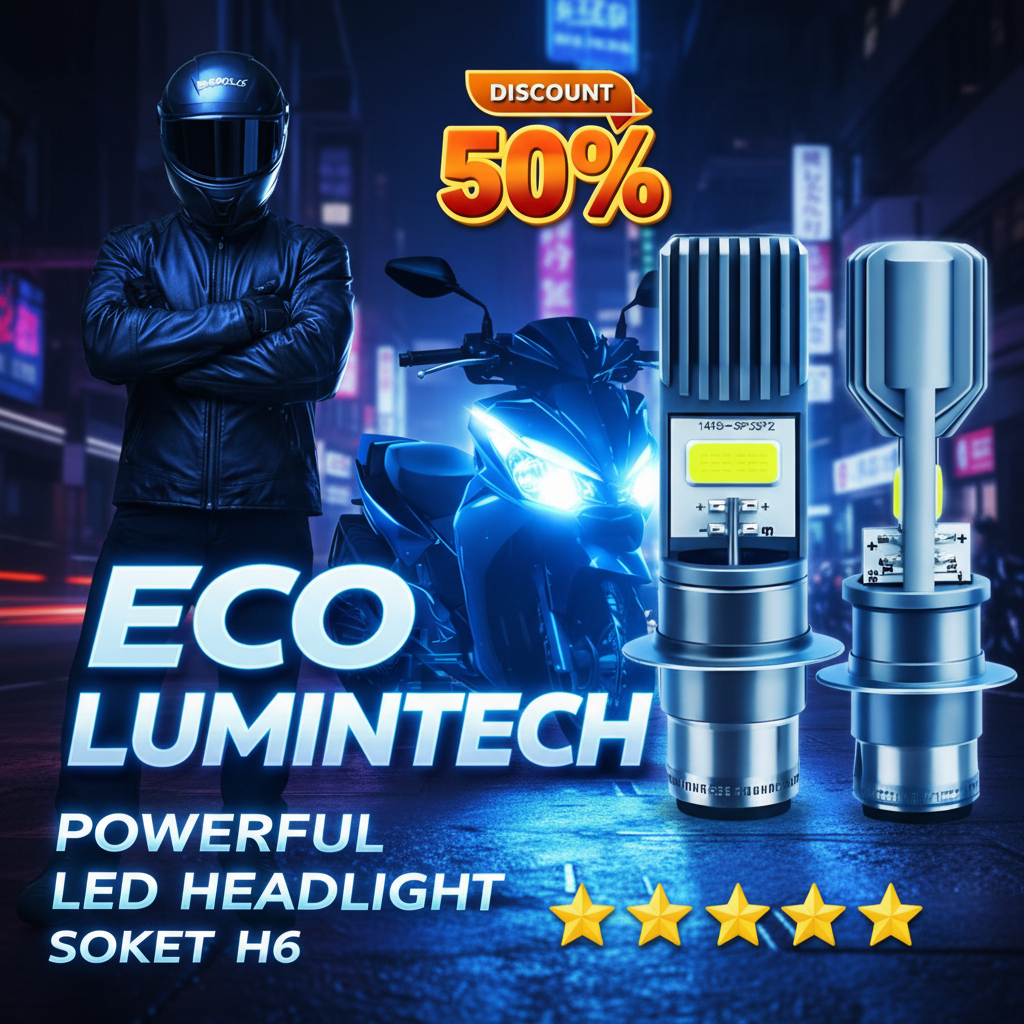 Lampu LED Motor H6 - Fokus Jarak Depan - Anti Silau - ECO LUMINTECH