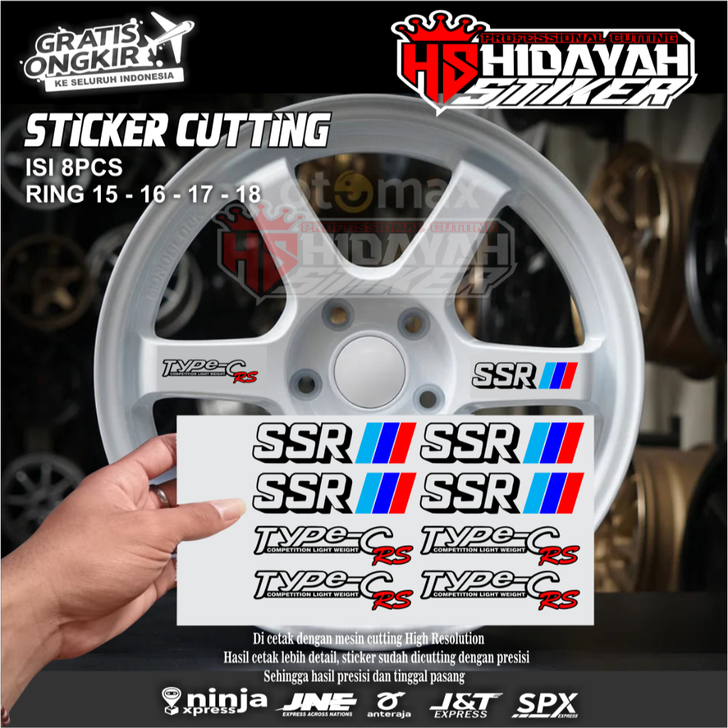 Sticker SSR Velg Mobil R16 Type C Alloy 7H5 114.3 ET35 Putih Cocok Innova Xpander Rush Terios