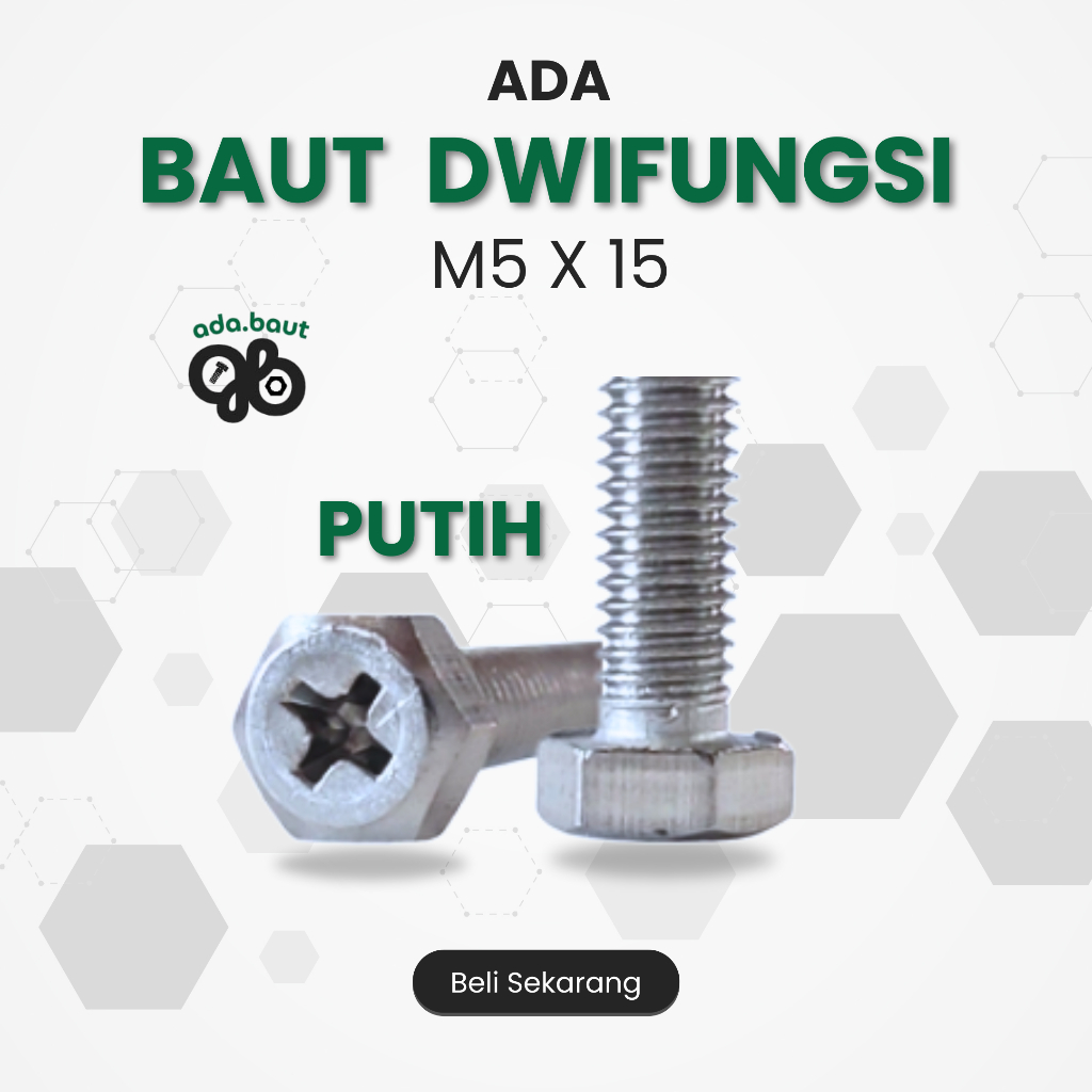adabaut baut dwifungsi M5x15 / baut putih M5x15