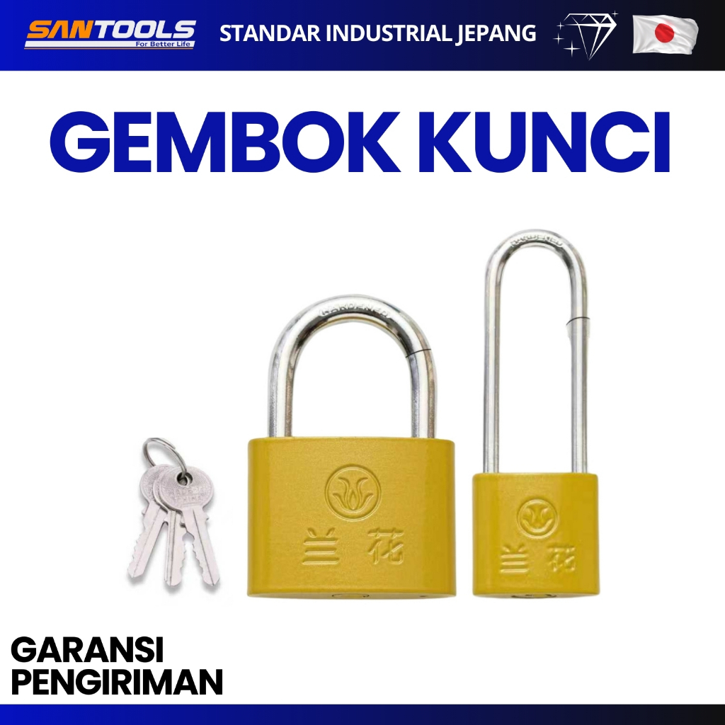SANTOOLS Gembok Kuningan Kunci High Security Padlock Anti Potong Anti Gergaji Untuk Pagar Rumah Guda