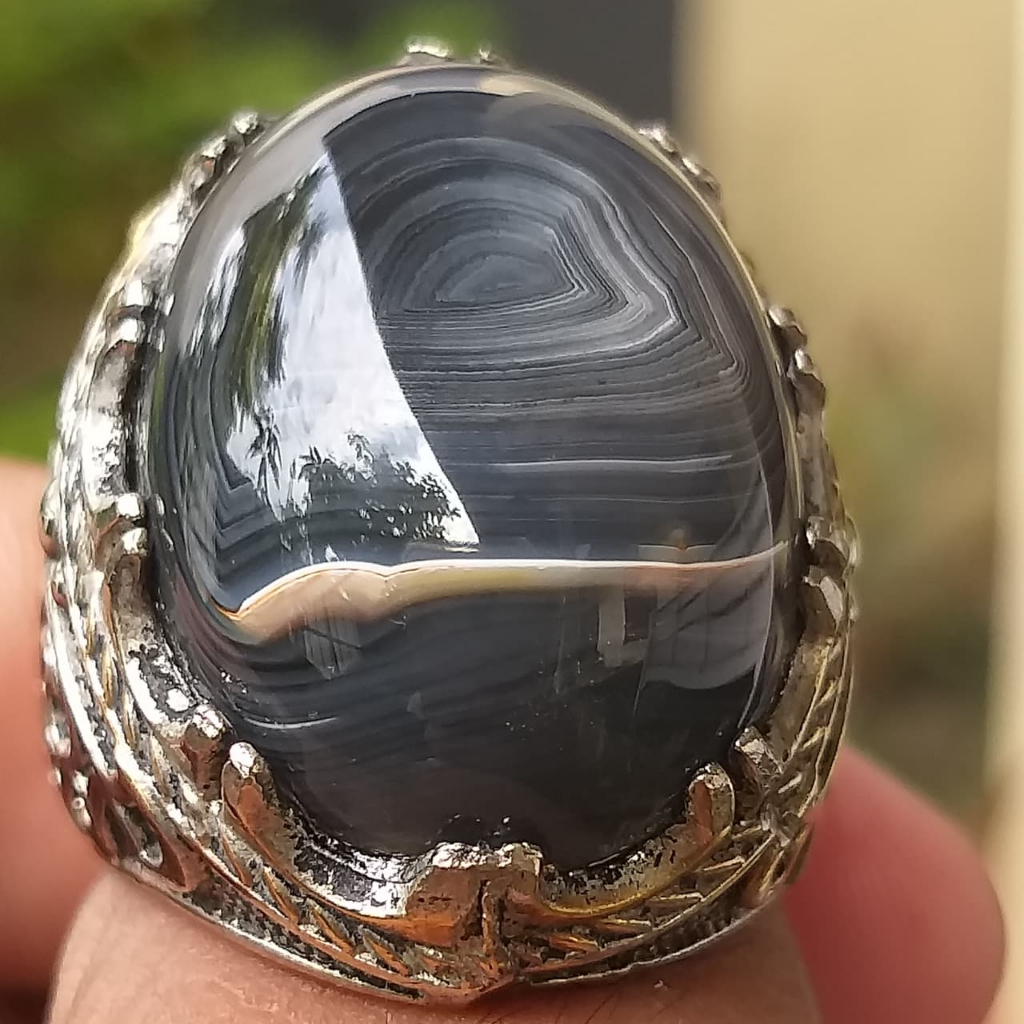 Batu Akik Karangnunggal Pamor Pusaran Gelombang Ombak Tegas Berkarakter Langka Eksotis Berwibawa Sup