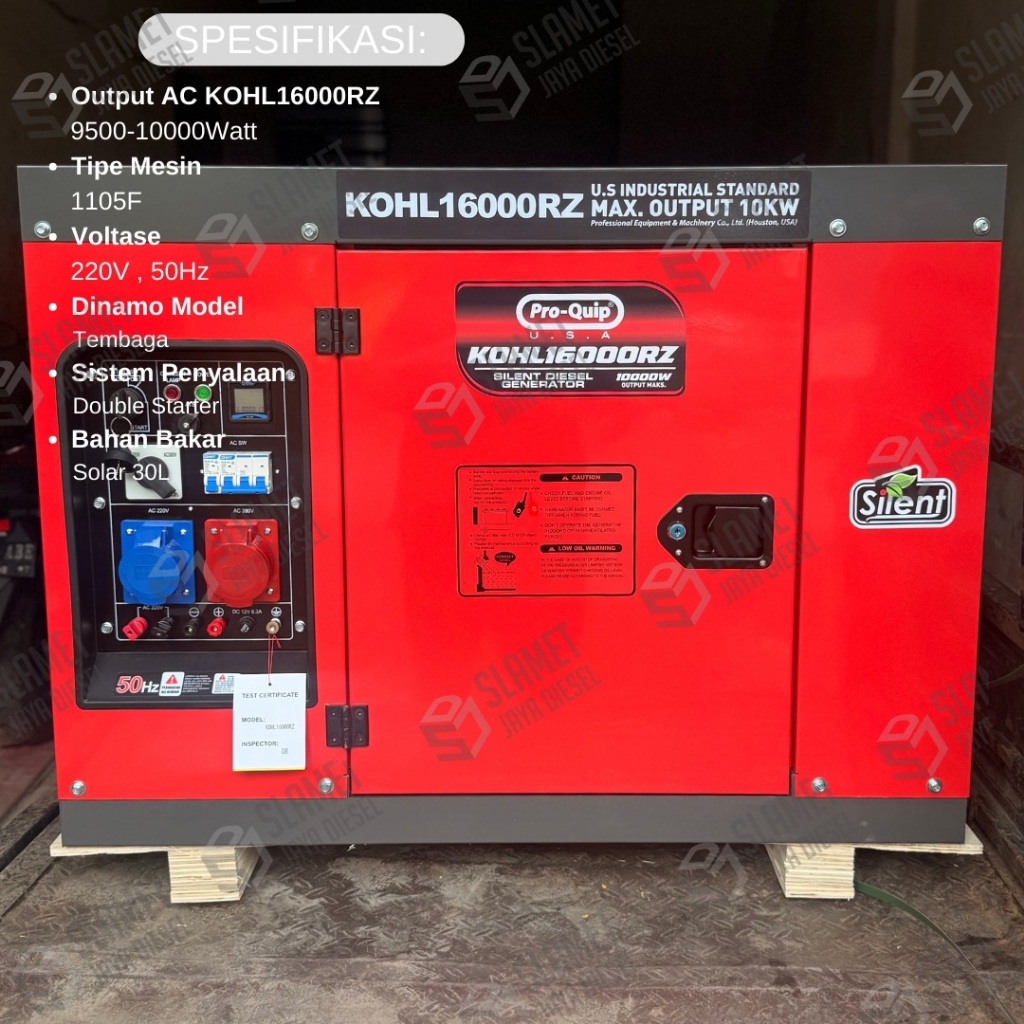 Genset Silent Pro-Quip USA KOHL16000 / KOHL16000RZ - 10000Watt