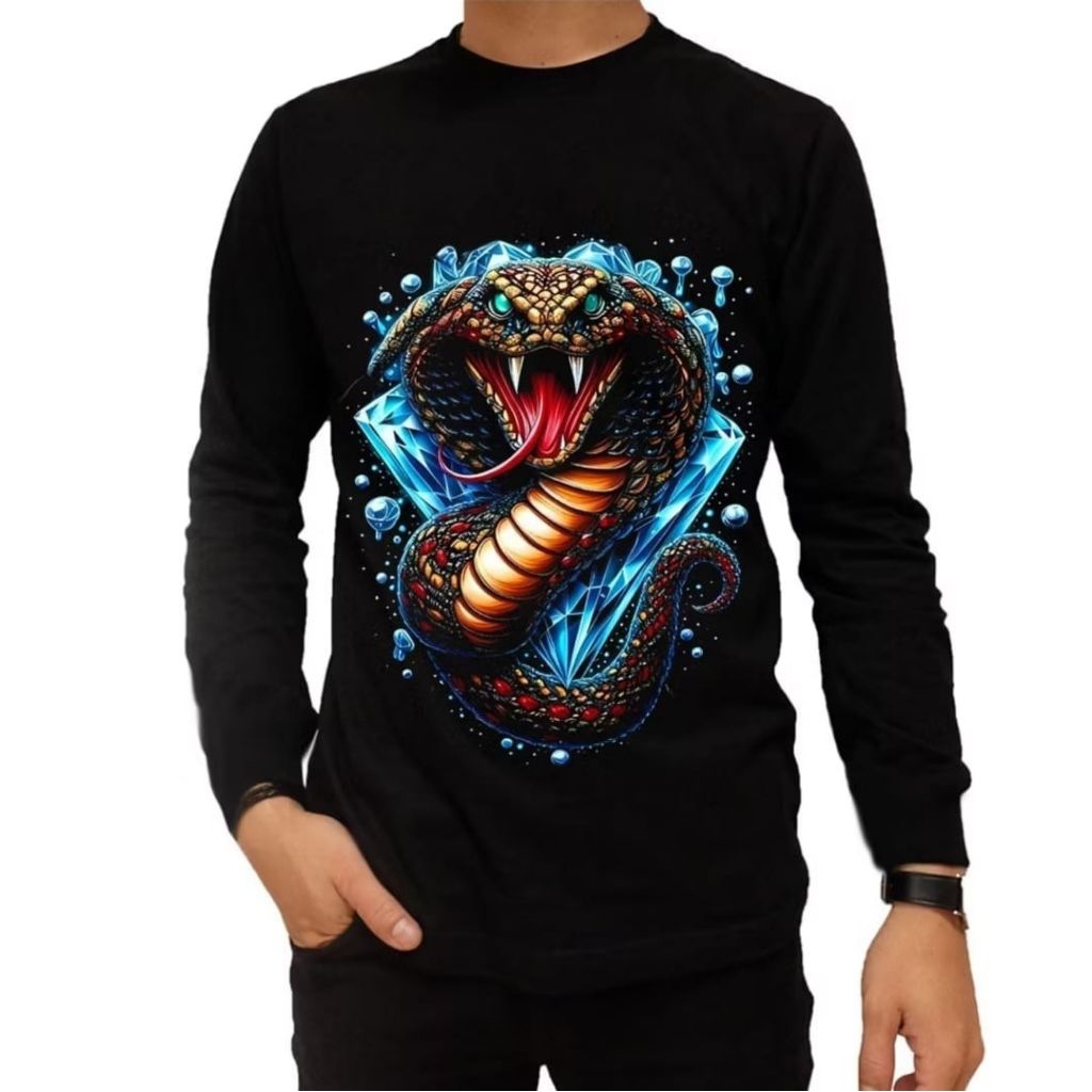 KAOS KING COBRA LENGAN PANJANG MOTIF BG DIAMOND