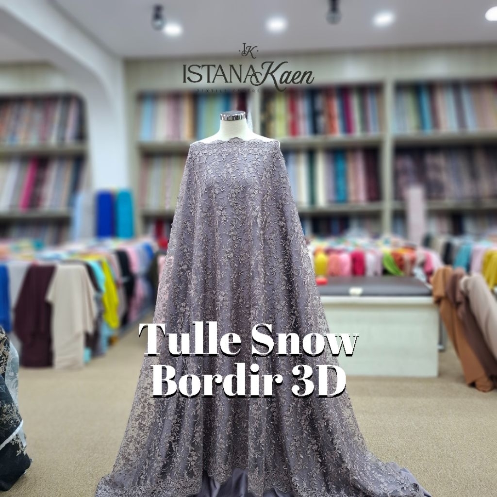 Tulle Snow Bordir 3D | Tulle Bordir | Tulle 3D | Tulle Flower Timbul -ISTANAKAEN