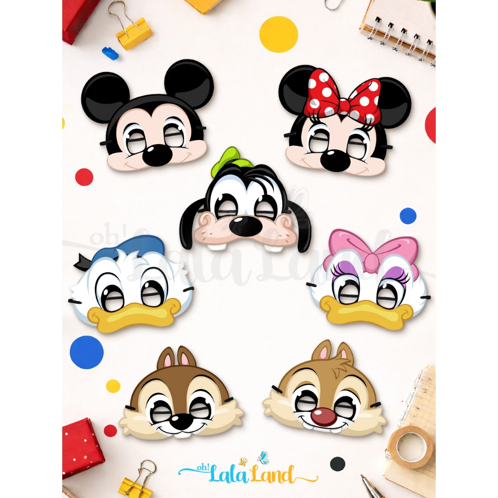 Mickey Minnie Topeng Karakter Anak | Mickey Mouse Kids Birthday Party Mask | Aksesoris Perlengkapan 