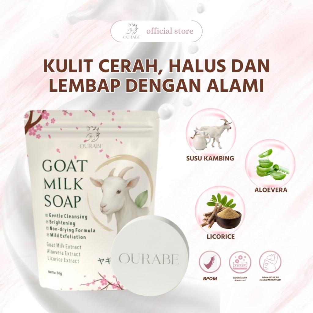 Ourabe Goat Milk Soap - Sabun Susu Kambing Brightening & Gentle Cleansing Formula Jepang