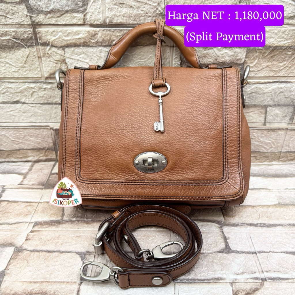 546# NET-Preloved Fossil Marlow Top Handle  Crossbody Brown