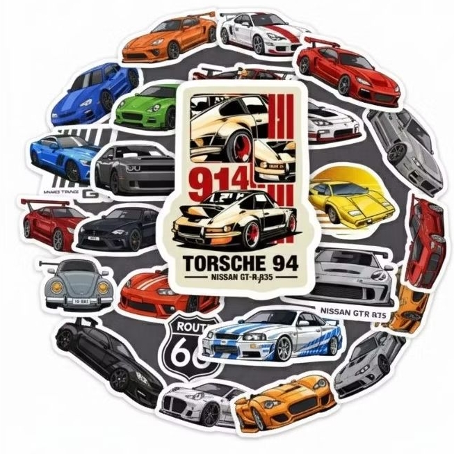 65 pcs Stiker Mobil JDM Car Mix  Estetik Anti Air DIY Scrapbook Graffiti Waterproof
