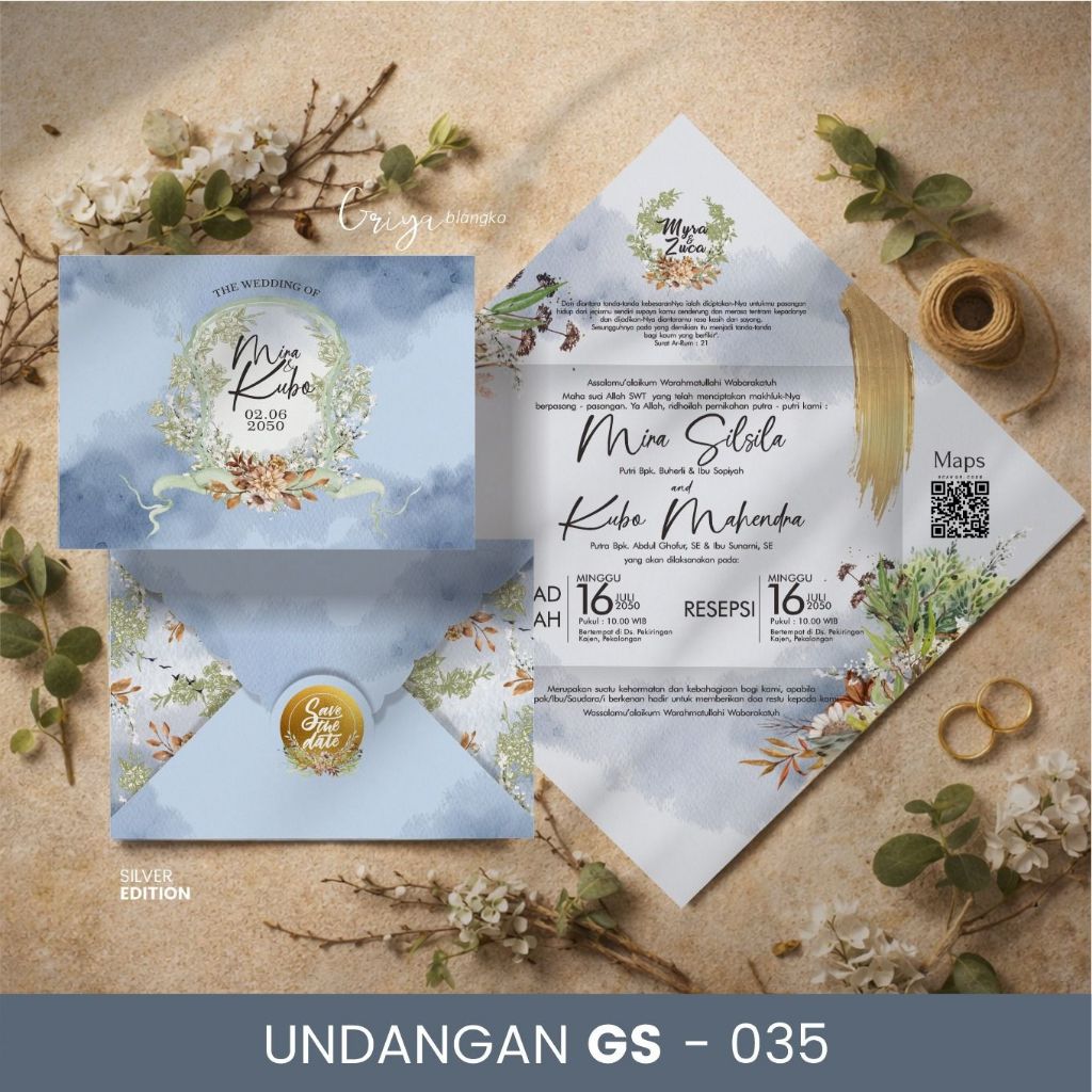 UNDANGAN PERNIKAHAN GS 035 | BLANGKO KOSONG | BLANGKO SILVER EDITION | UNDANGAN BLANGKO KOSONG