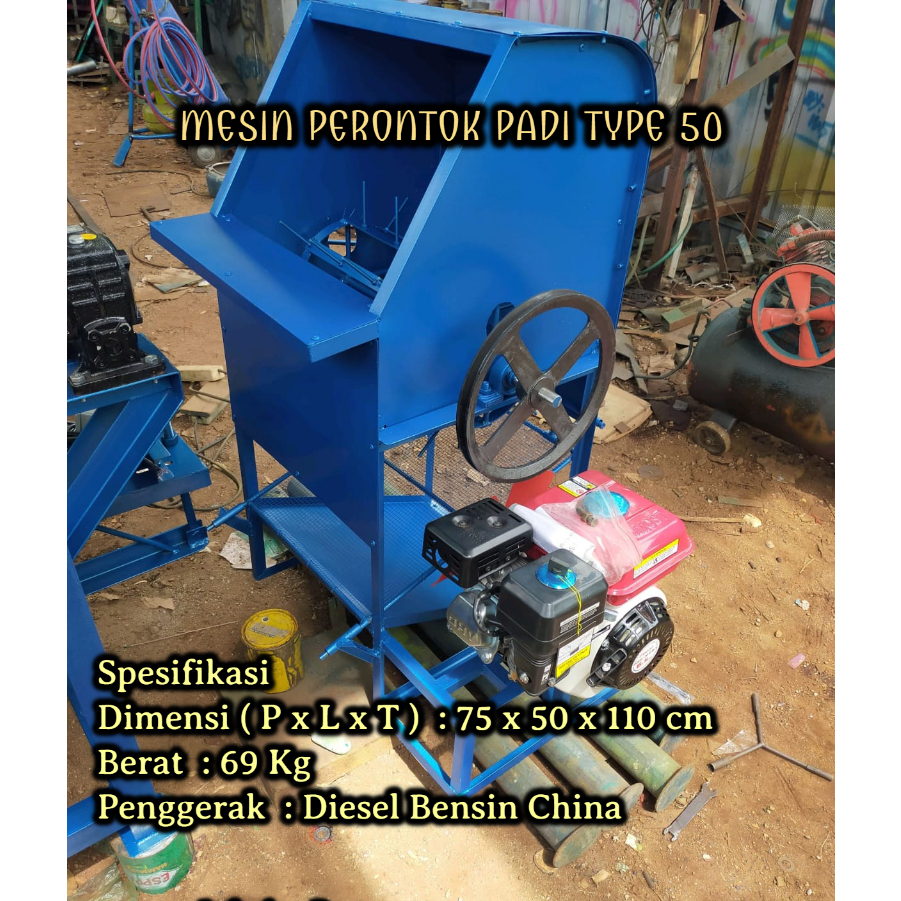 Mesin Perontok Padi Mini Body Ukuran 50 Komplit Penggerak