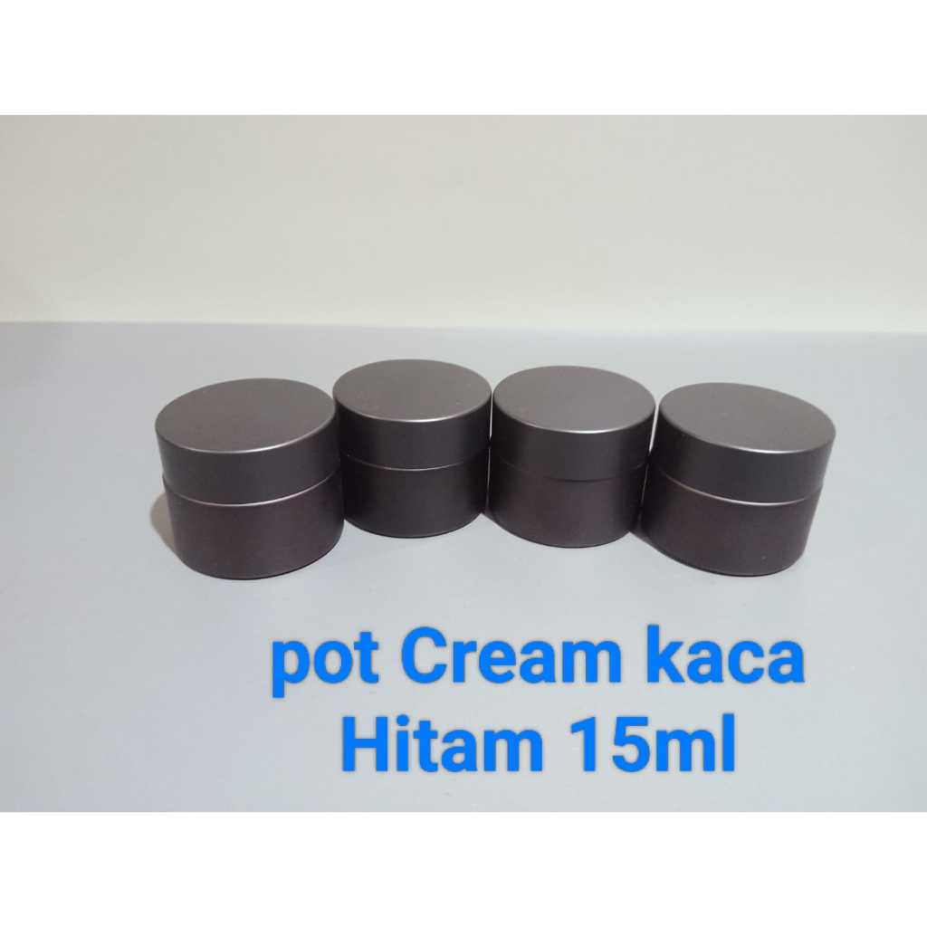 Pot cream kosmetik Hitam 15ml Pot Skincare Kaca Hitam Day Cream
