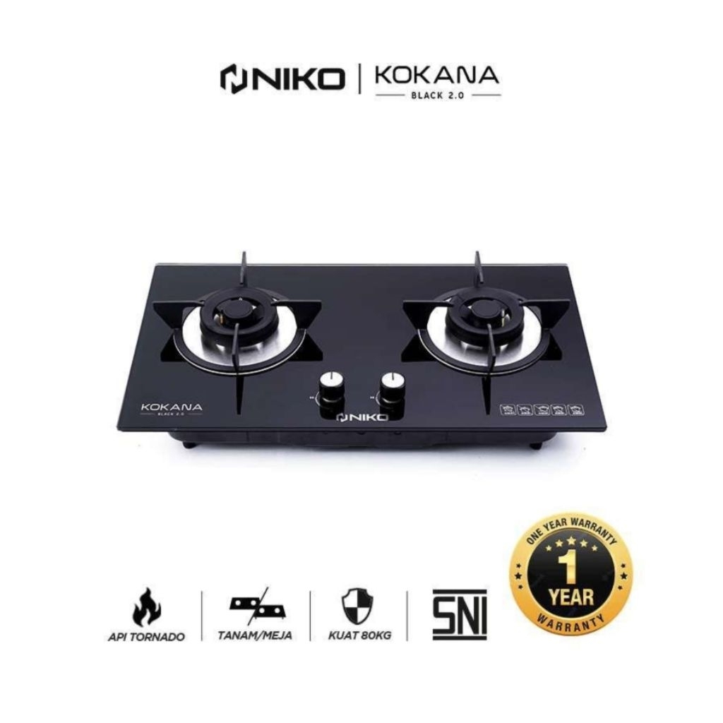 NIKO KOKANA BLACK KOMPOR GAS TANAM 2 TUNGKU & 3 TUNGKU