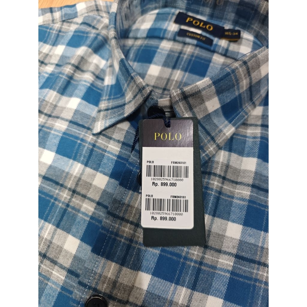 Kemeja Flanel POLO idn Laki Laki Motif kotak kotak biru langit lengan panjang Original Fulltag Kemej