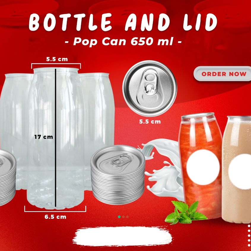 Botol Pet Pop Can Bottle & Lid 650ml Kaleng Plastik PET Can Botol Kaleng PET Botol Popcan