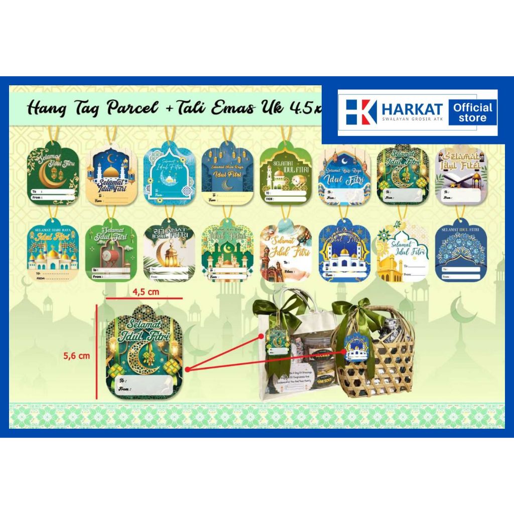 [10pcs] Hang Tag Idul Fitri Hang Tag kartu ucapan ramadhan Parcel Lebaran Tali Emas Gift Tag hangtag