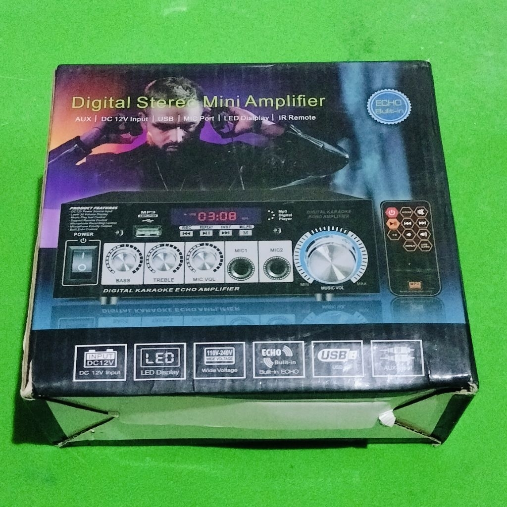 Amplifier Board Audio Fleco D09 Subwoofer Extra Bass Bluetooth Karaoke Power Ampli AC DC Radio FM US