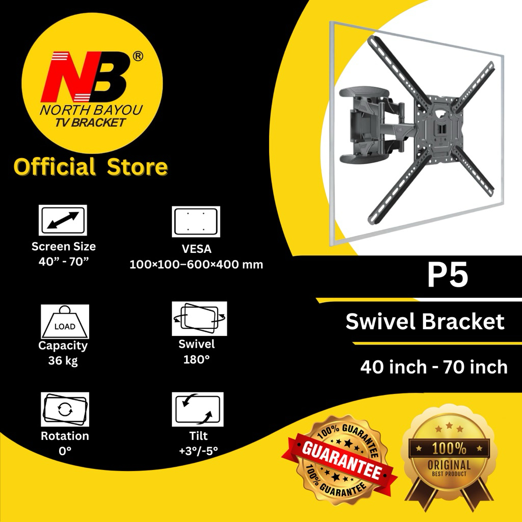 North Bayou NB P5 Bracket Swivel Wall Mount ( 32 inch to 70 inch ) For Display TV LED LCD OLED