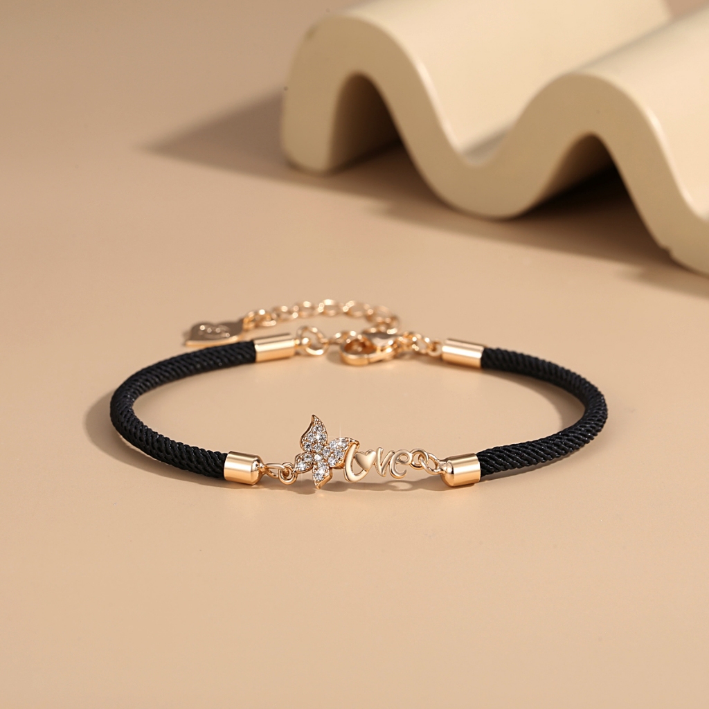 Lanme Jewelry Gelang Tali Wanita Lapis Emas Simple Motif Kupu Kupu Aksesoris Fashion Tali Busana Y66