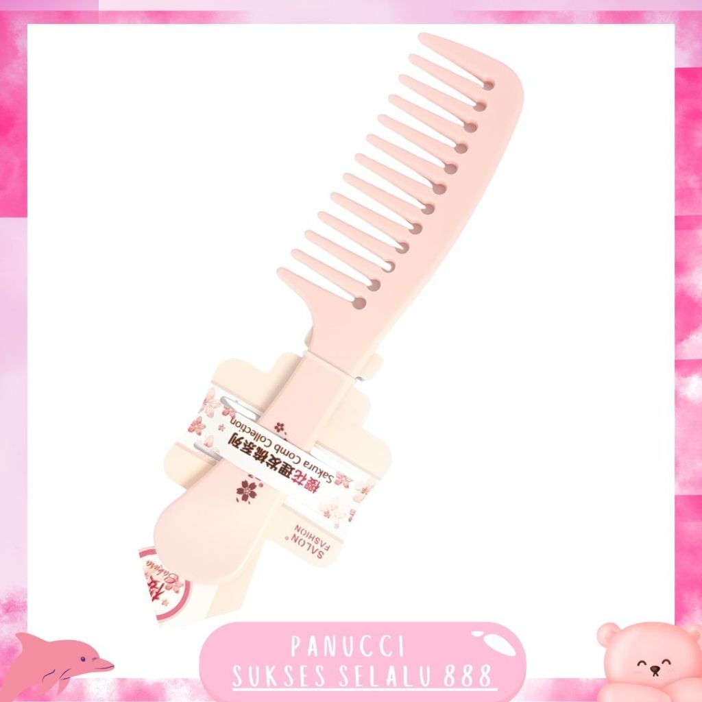 Sisir Pink Motif Sakura PREMIUM TEBAL / Sisir Rambut PANUCCI