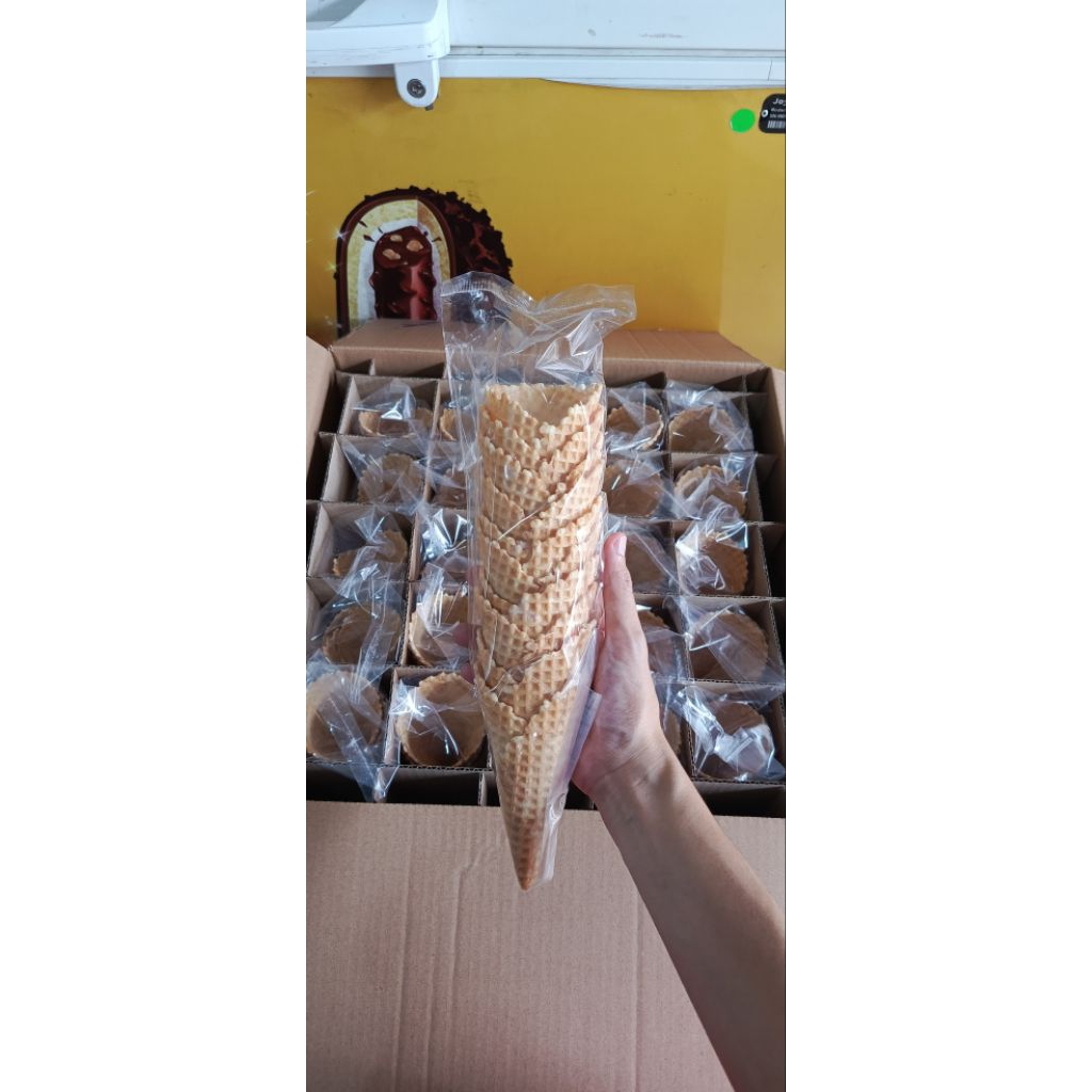 classic sugar cone waffle ice cream isi 250 pcs cone es krim cone ice cream