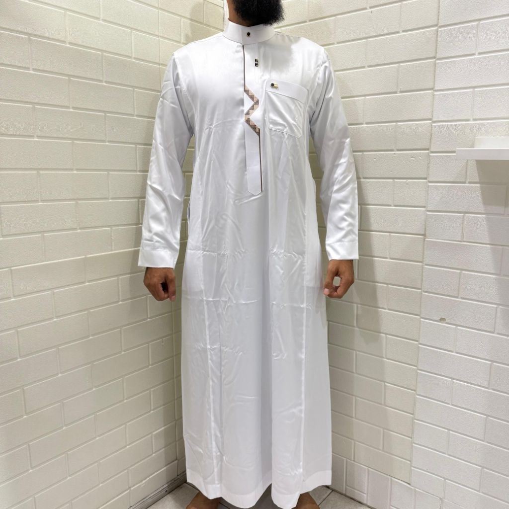 Al-Noor Jubah Gamis Pria Muslim Premium Warna Putih Polos Lengan Panjang Cuff Tipe 947