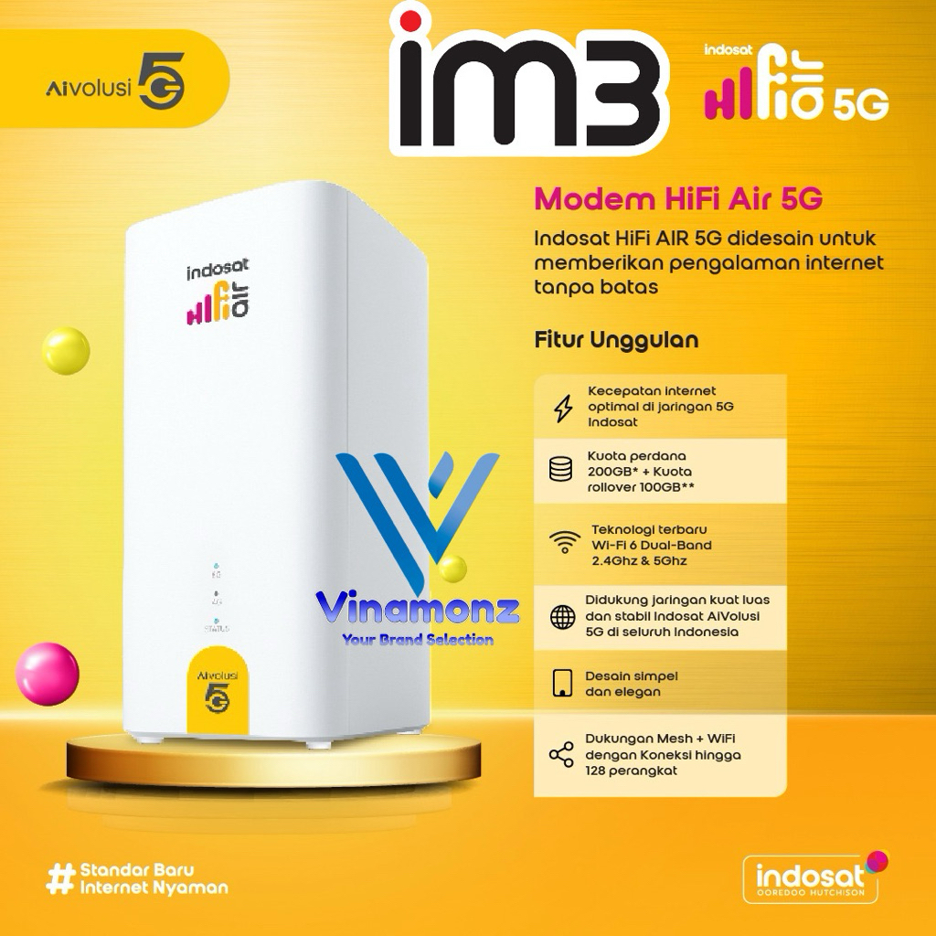 HiFi Air 5G Huawei Brovi H2 H153-381 – Modem Router 5G – Bundling Indosat 215GB