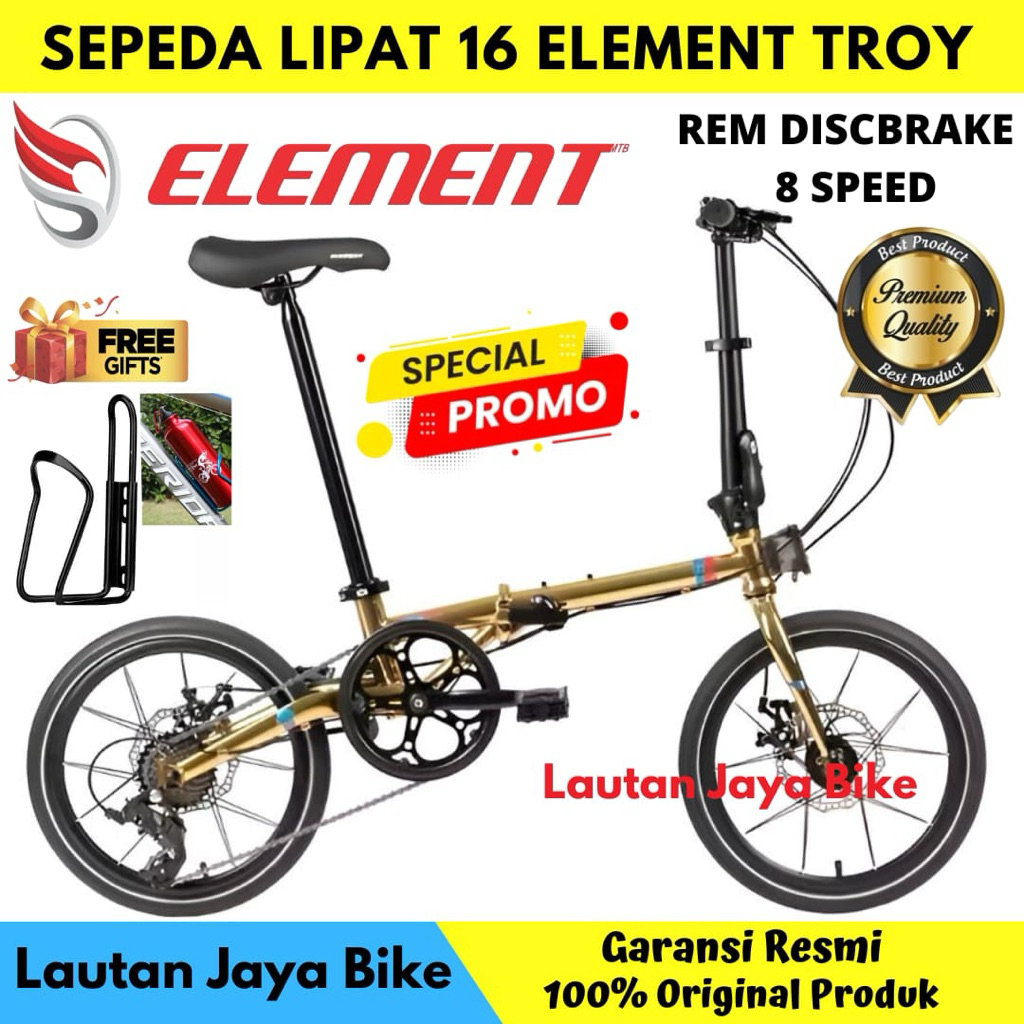 Sepeda Lipat 16 Element Troy Gold New