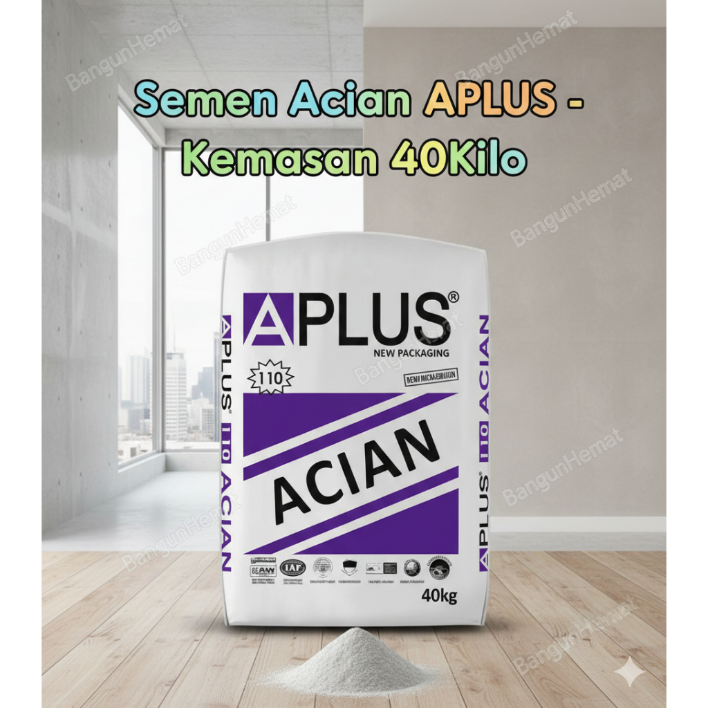 Semen Instant Aplus 110 Acian Tembok Abu-Abu Terang 40kg - Mortar Finish Halus