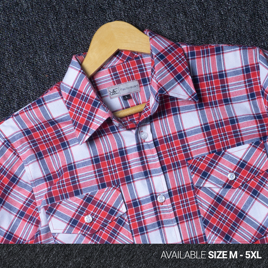REEVANT Kemeja Flannel Two Pocket Lengan Panjang Big Size Jumbo M L XL 2XL 3XL 4XL 5XL