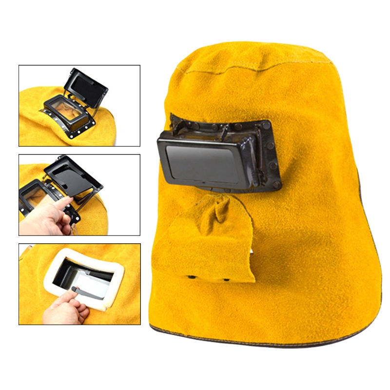 Topeng Las Kulit Kedok Las Bahan Kulit Sapi Topeng Welding Mask Topeng Las Listrik Lubang Bernafas