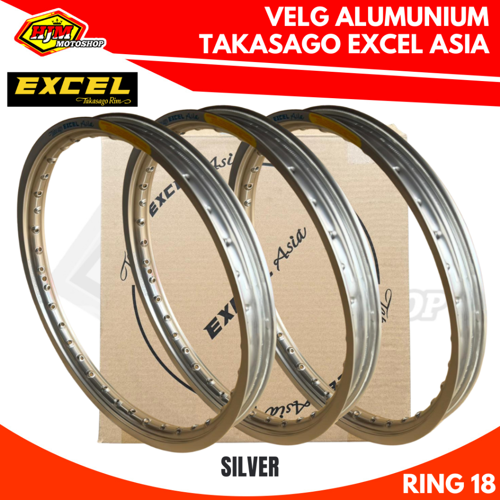 Velg Takasago Excel Asia Ring 18 160 / 185 / 215 Warna Silver Original SSS Malaysia