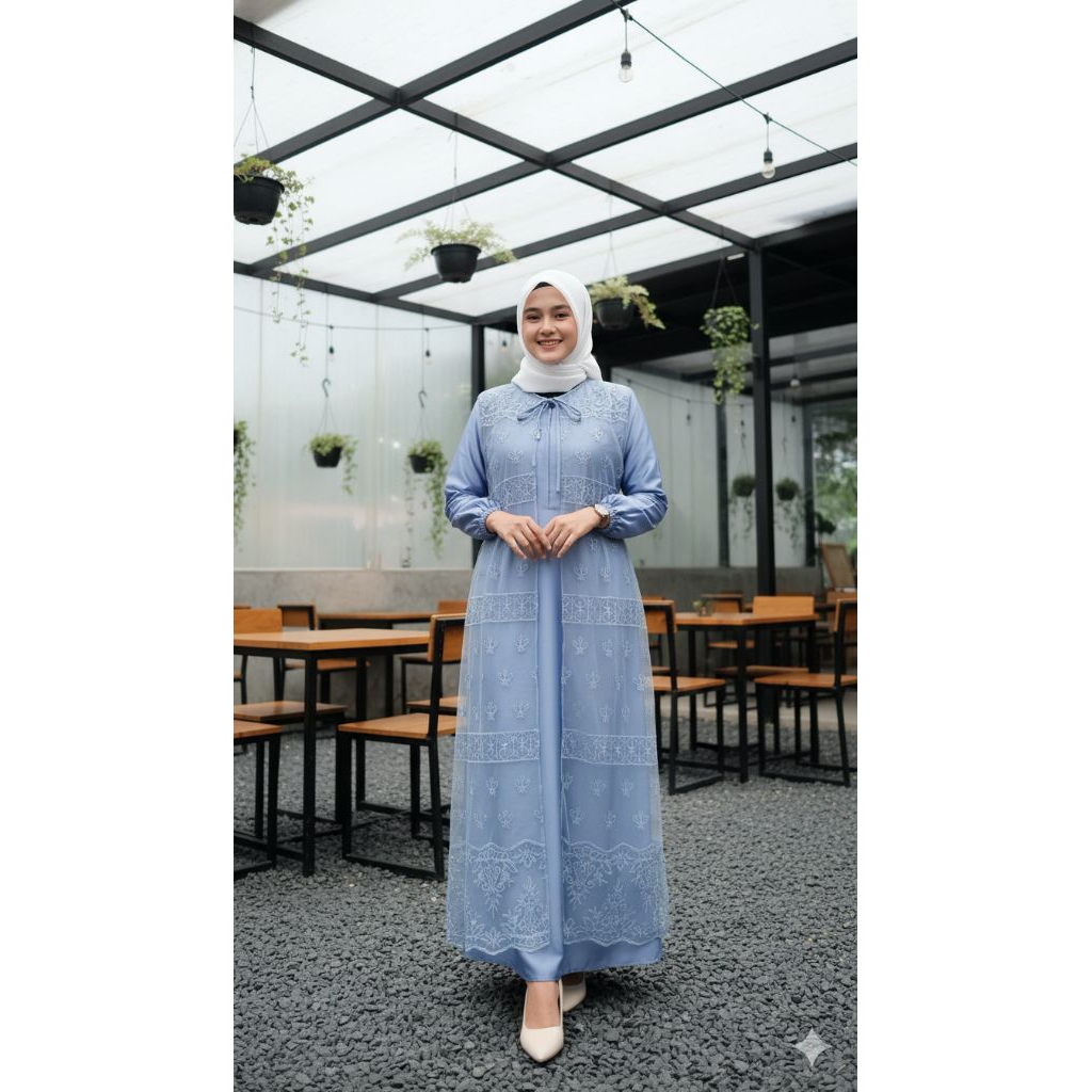 Gamis Sakinah Burkat Muslimah Wanita Mewah Elegan Kekinian