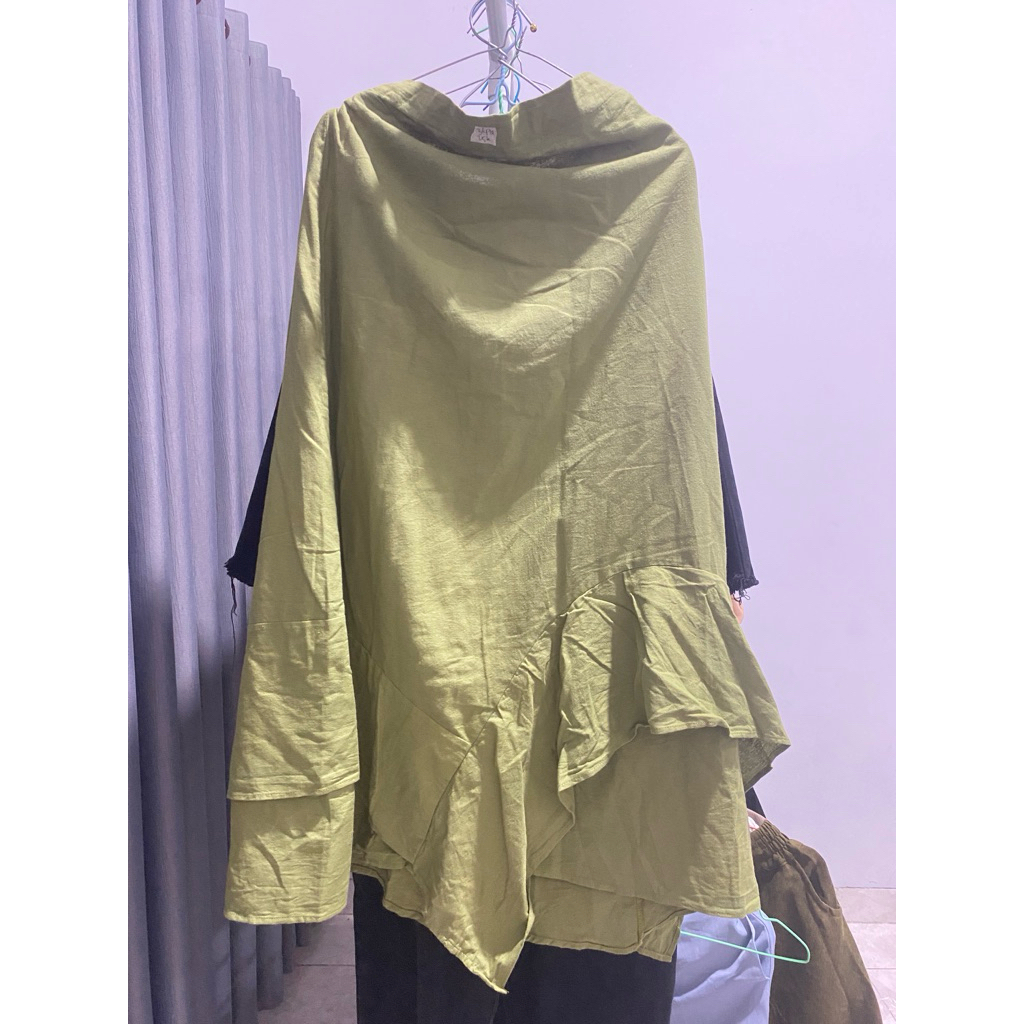 36piq (rok hijau lumut model renda samping)