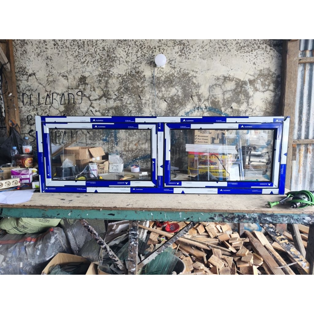 JENDELA ALUMINIUM 2 DAUN JUNGKIT ALEXINDO, BISA CUSTOM UKURAN