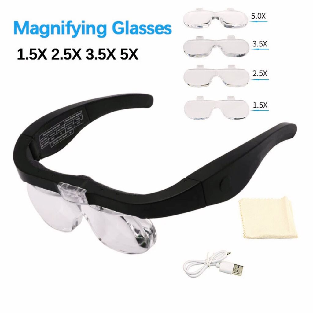 ZEAST Kaca Pembesar Kacamata Reparasi Lup + 2 LED Dan 4 Magnifier Lens - 11537DC