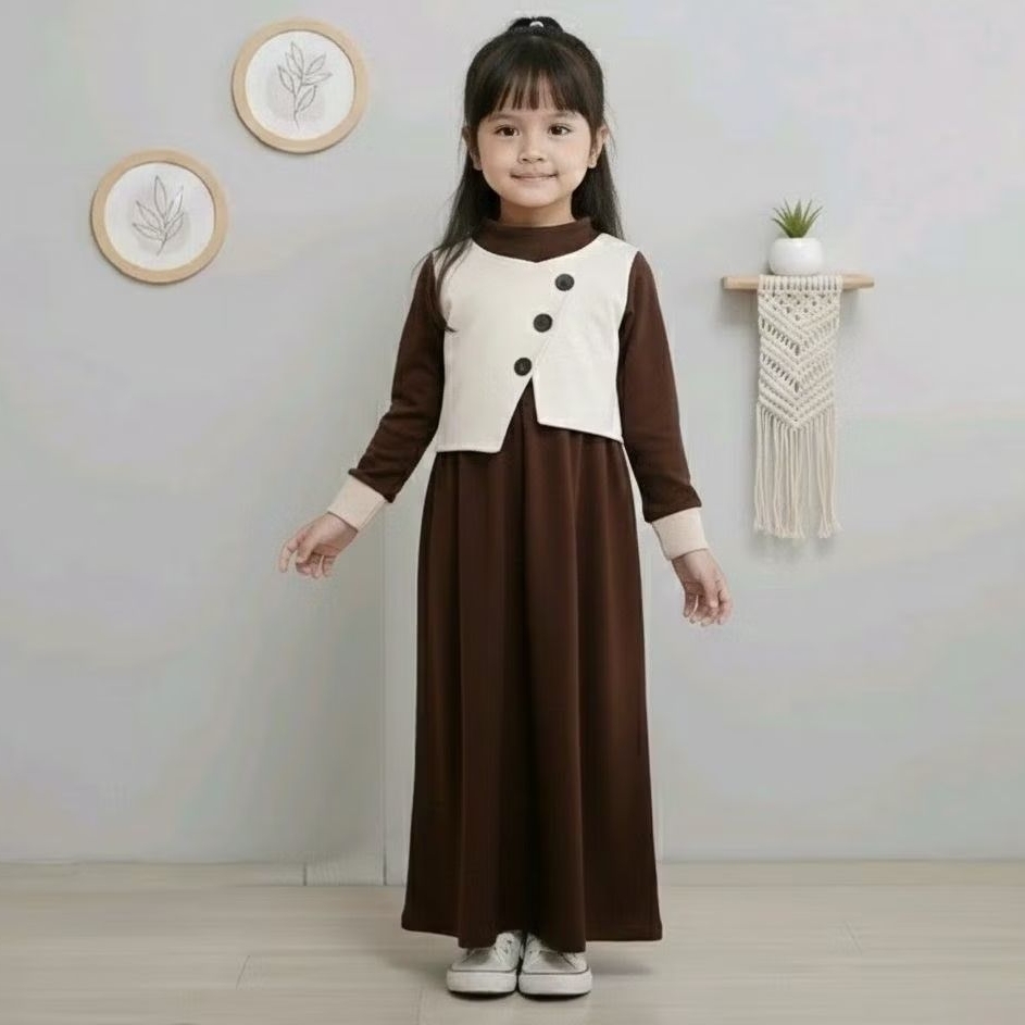 Baju Gamis Anak Perempuan 1-6 Tahun Desain Rompi Rempel Terbaru