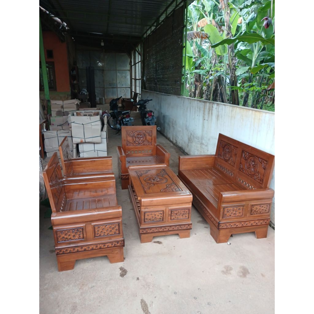 Kursi Tamu Minimalis, Kursi Tamu Gelung Mewah Kayu Jati