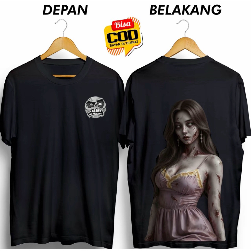 KAOS DISTRO PRIA HANTU CEWE CANTIK SEKSI DTF