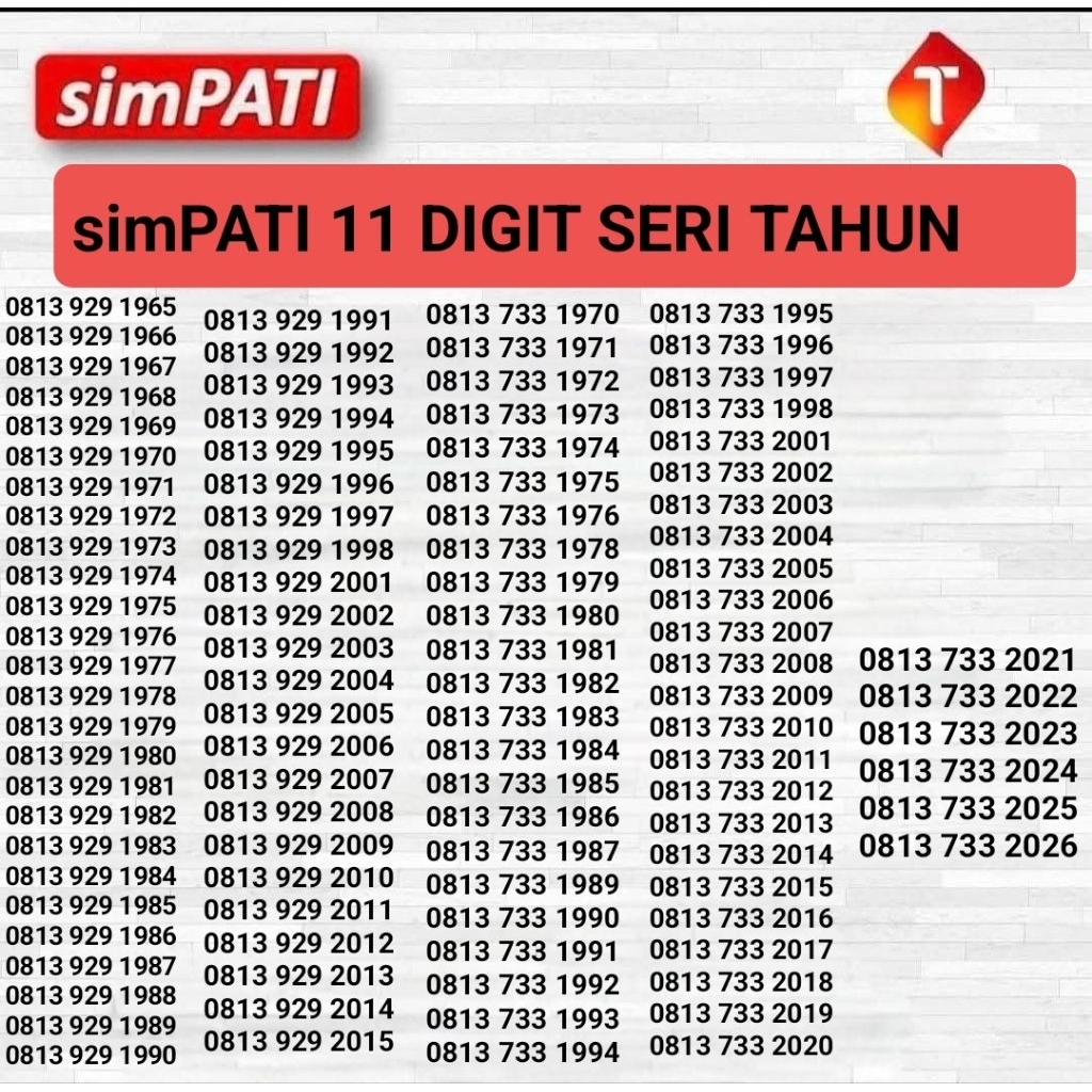 NOMOR CANTIK TELKOMSEL SERI TAHUN 11 DIGIT - NOMOR CANTIK SIMPATI 11 DIGIT TAHUN LAHIR JARINGAN 5G