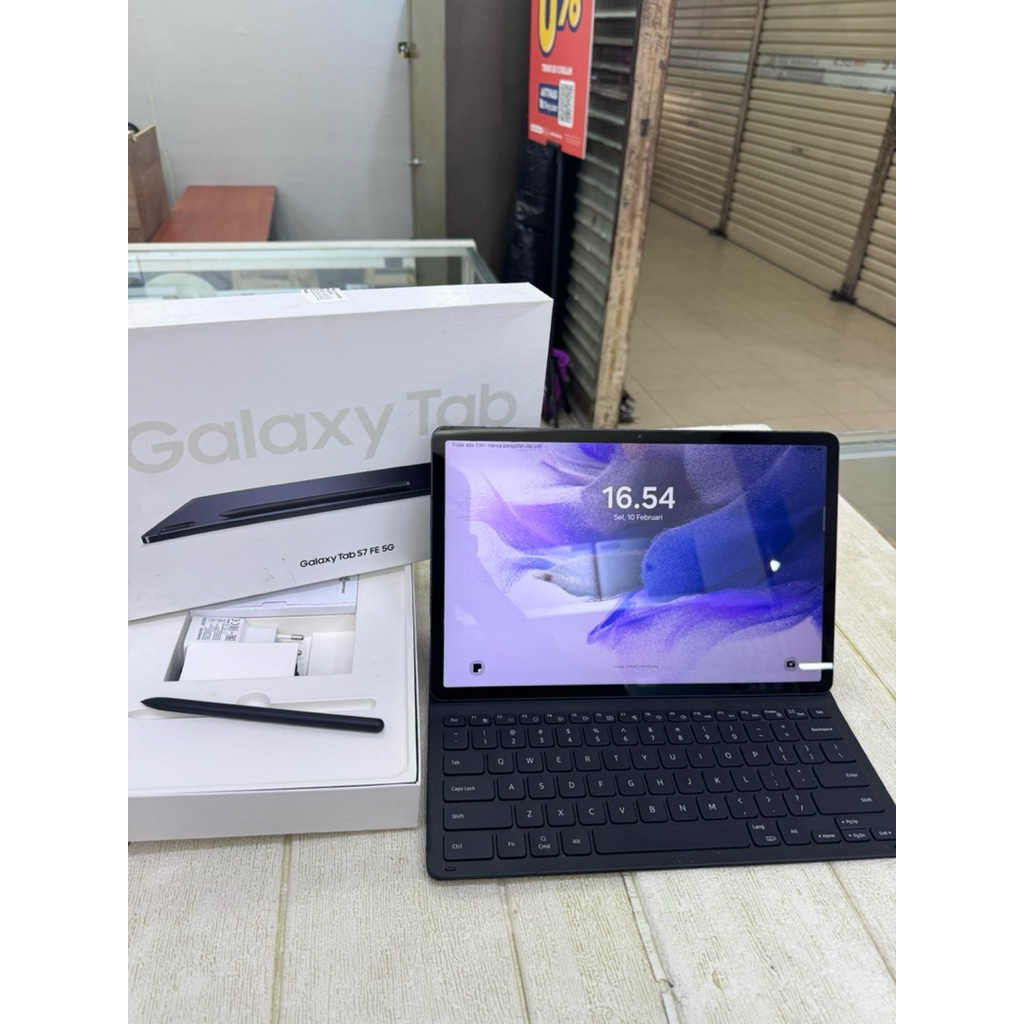 Samsung galaxy Tab s7 FE 5G free keyboard pen original tablet murah 6/128 resmi sein bekas