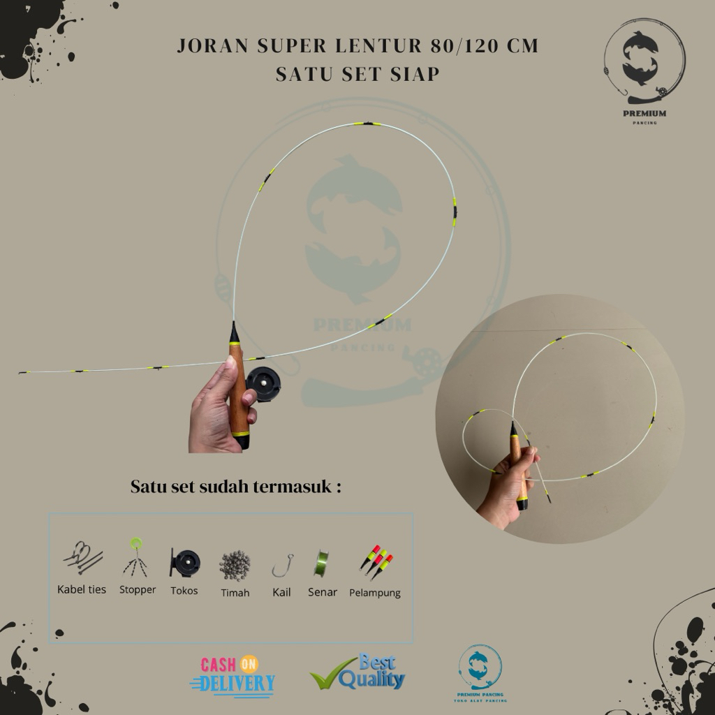 joran super lentur fiber telkom satu set 100 120cm