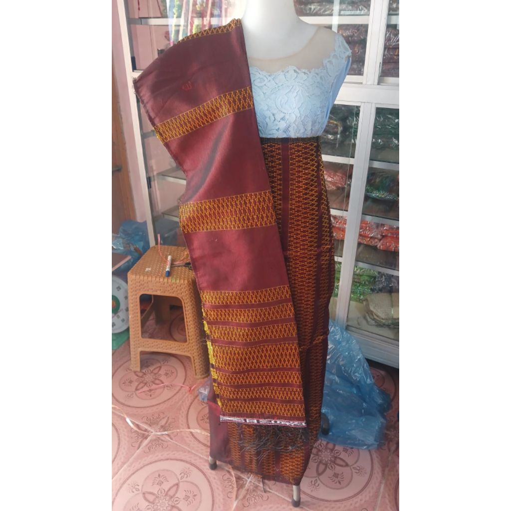 SONGKET PUCCA TOBA SONGKET TENUN BATAK MURAH WARNA MAHAGONI KOPI GOSONG