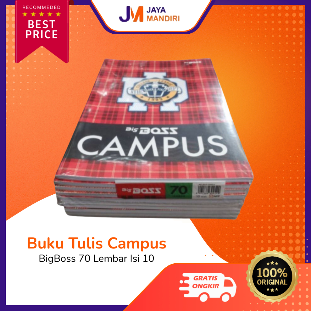 (10 Pcs)Buku Tulis Big Boss Campus Isi 70 Lembar – Per Pack 10 Buku, Kertas Tidak Tembus