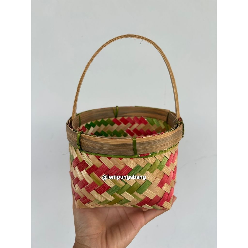 Tumbu Bambu Warna Warni Diameter 16cm/Tompo Bambu/Besek Bulat/Tumbu Tempat Nasi/Tumbu Tempat Kue/Tum