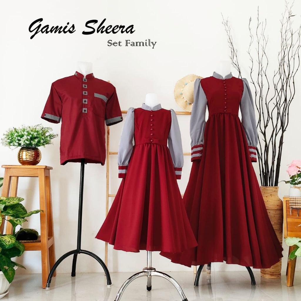 Gamis Sheera family set keluarga ayah ibu anak sarimbit pasangan couple seragam dress wanita muslim 